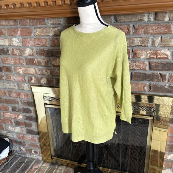 J Jill Green Knit Thin Sweater Size Smal Linen Blend - Picture 2 of 7